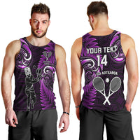 Custom New Zealand Tiki Tennis Men Tank Top 2024 Aotearoa Tenehi Maori Silver Fern - Purple LT14 - Polynesian Pride