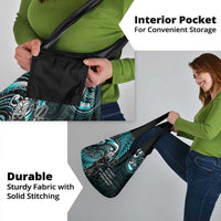 New Zealand Tiki Tennis Grocery Bag Aotearoa Tenehi Maori Silver Fern - Turquoise LT14 - Polynesian Pride