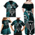 Custom New Zealand Tiki Tennis Family Matching Off Shoulder Maxi Dress and Hawaiian Shirt 2024 Aotearoa Tenehi Maori Silver Fern - Turquoise LT14 - Polynesian Pride