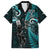 Custom New Zealand Tiki Tennis Family Matching Off Shoulder Maxi Dress and Hawaiian Shirt 2024 Aotearoa Tenehi Maori Silver Fern - Turquoise LT14 Dad's Shirt - Short Sleeve Turquoise - Polynesian Pride