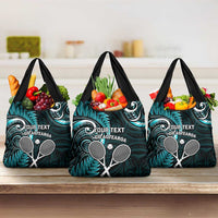 Custom New Zealand Tiki Tennis Grocery Bag Aotearoa Tenehi Maori Silver Fern - Turquoise LT14 3-pack One Size Turquoise - Polynesian Pride