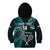 Custom New Zealand Tiki Tennis Kid Hoodie 2024 Aotearoa Tenehi Maori Silver Fern - Turquoise LT14 - Polynesian Pride