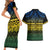 Halo Olaketa Solomon Islands Couples Matching Short Sleeve Bodycon Dress and Hawaiian Shirt Melanesian Tribal Pattern Gradient Version LT14 - Polynesian Pride