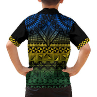 Halo Olaketa Solomon Islands Family Matching Tank Maxi Dress and Hawaiian Shirt Melanesian Tribal Pattern Gradient Version LT14 - Polynesian Pride