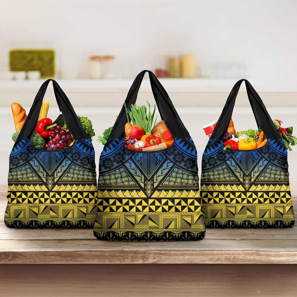 Halo Olaketa Solomon Islands Grocery Bag Melanesian Tribal Pattern Gradient Version LT14 3-pack One Size Black - Polynesian Pride