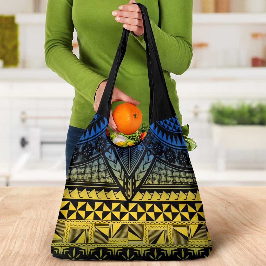 Halo Olaketa Solomon Islands Grocery Bag Melanesian Tribal Pattern Gradient Version LT14 - Polynesian Pride
