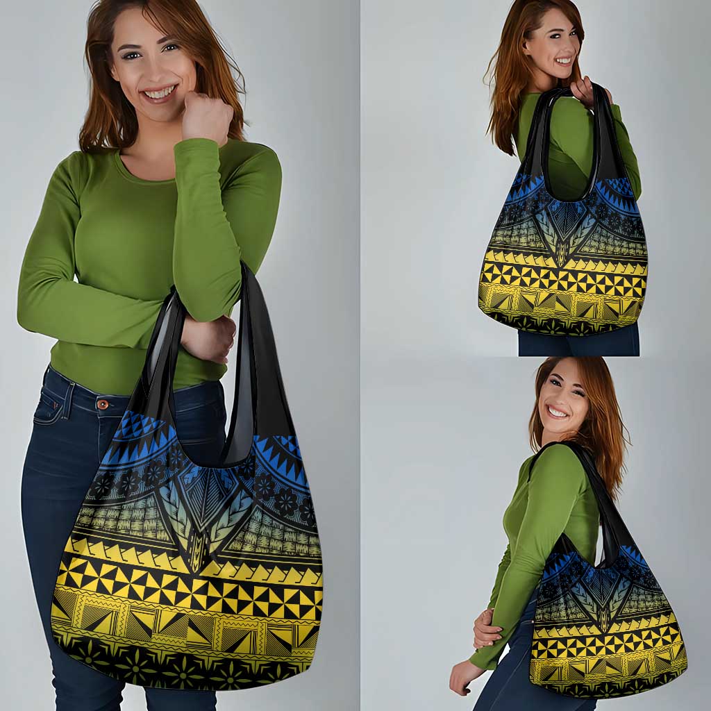 Halo Olaketa Solomon Islands Grocery Bag Melanesian Tribal Pattern Gradient Version LT14 - Polynesian Pride