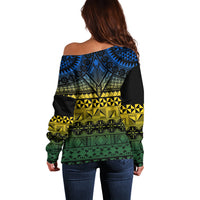 Halo Olaketa Solomon Islands Off Shoulder Sweater Melanesian Tribal Pattern Gradient Version LT14 - Polynesian Pride