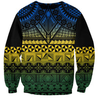 Halo Olaketa Solomon Islands Sweatshirt Melanesian Tribal Pattern Gradient Version LT14 Unisex Black - Polynesian Pride
