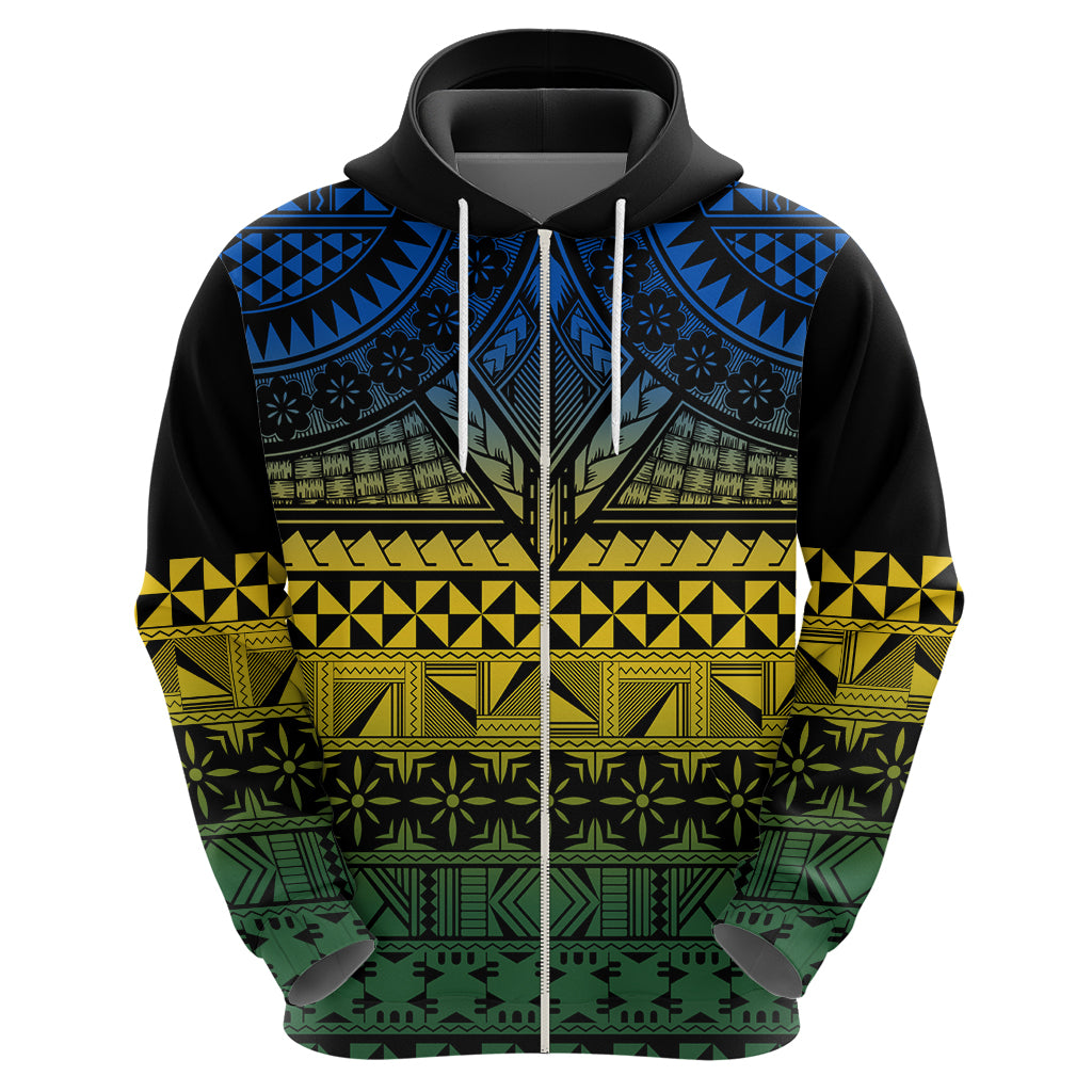 Halo Olaketa Solomon Islands Zip Hoodie Melanesian Tribal Pattern Gradient Version LT14 - Polynesian Pride