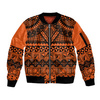 Halo Olaketa Solomon Islands Sleeve Zip Bomber Jacket Melanesian Tribal Pattern Orange Version LT14 Unisex Orange - Polynesian Pride