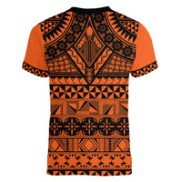 Halo Olaketa Solomon Islands Women V Neck T Shirt Melanesian Tribal Pattern Orange Version LT14 - Polynesian Pride