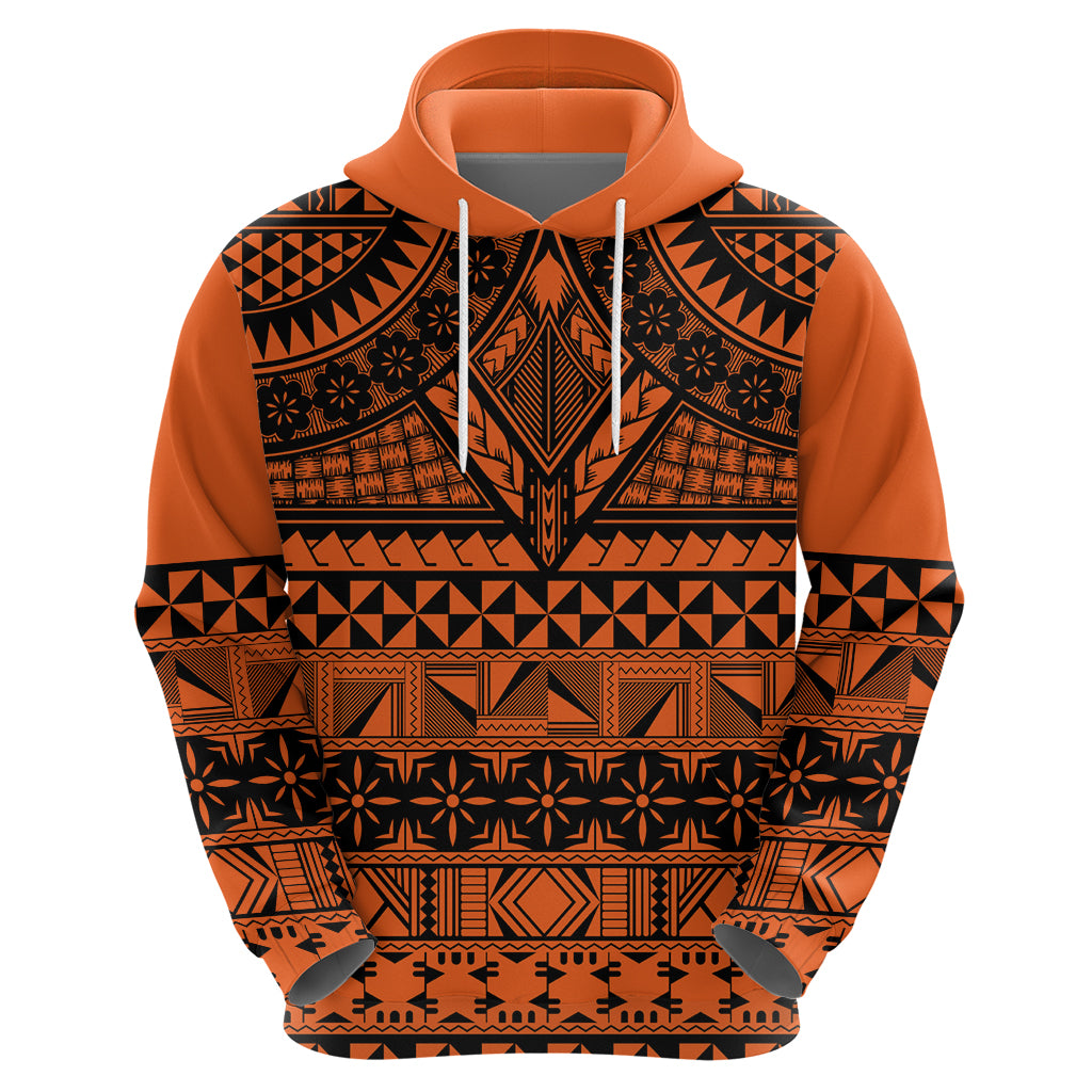 Halo Olaketa Solomon Islands Zip Hoodie Melanesian Tribal Pattern Orange Version LT14 - Polynesian Pride