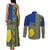 Fakaalofa Lahi Atu Niue Couples Matching Tank Maxi Dress and Long Sleeve Button Shirt Niuean Map With Hiapo Pattern Blue Version LT14 - Polynesian Pride