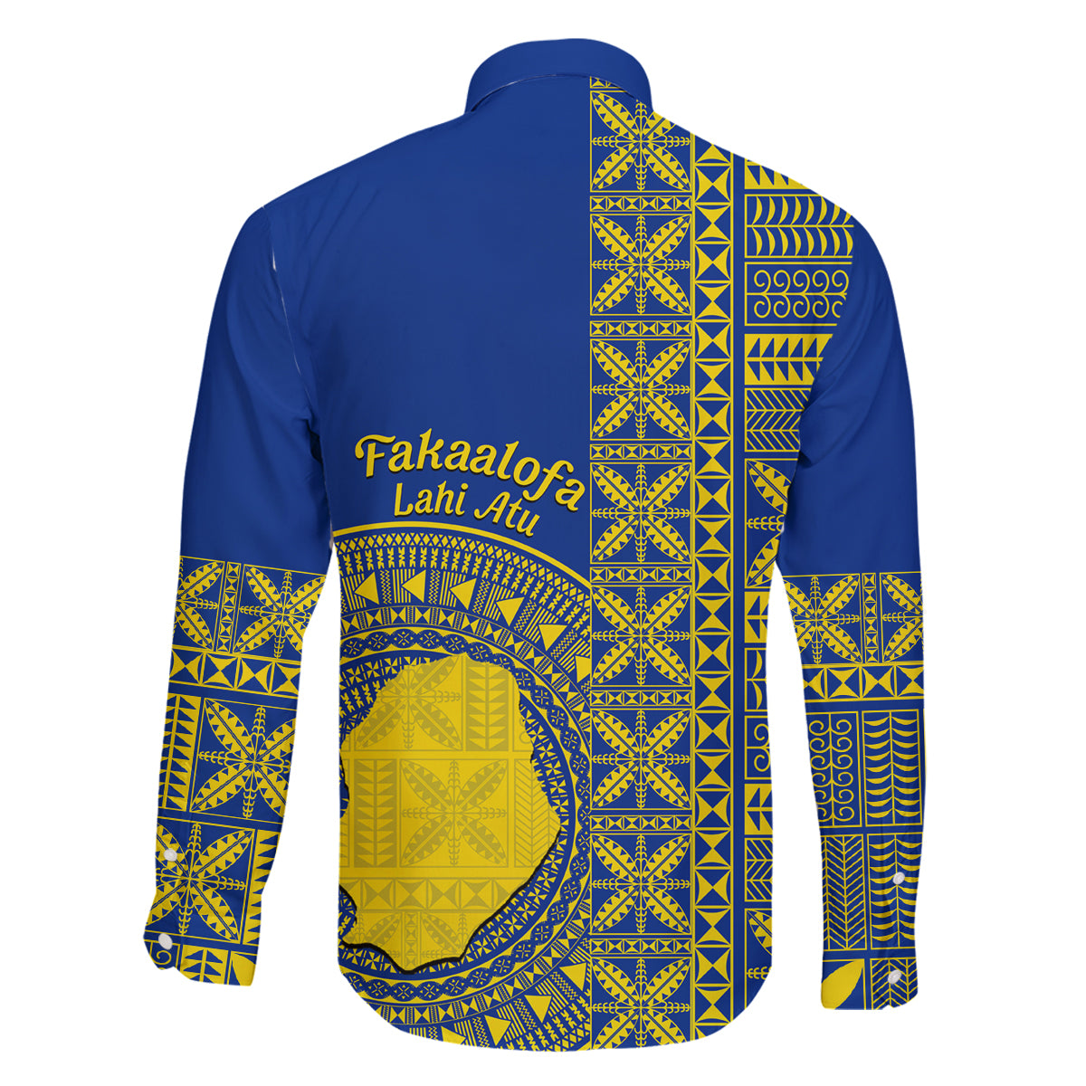 Fakaalofa Lahi Atu Niue Family Matching Off Shoulder Long Sleeve Dress and Hawaiian Shirt Niuean Map With Hiapo Pattern Blue Version LT14 - Polynesian Pride