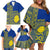 Fakaalofa Lahi Atu Niue Family Matching Off Shoulder Short Dress and Hawaiian Shirt Niuean Map With Hiapo Pattern Blue Version LT14 - Polynesian Pride