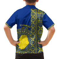 Fakaalofa Lahi Atu Niue Family Matching Summer Maxi Dress and Hawaiian Shirt Niuean Map With Hiapo Pattern Blue Version LT14 - Polynesian Pride