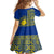 Fakaalofa Lahi Atu Niue Kid Short Sleeve Dress Niuean Map With Hiapo Pattern Blue Version LT14 - Polynesian Pride