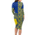 Fakaalofa Lahi Atu Niue Long Sleeve Bodycon Dress Niuean Map With Hiapo Pattern Blue Version LT14 - Polynesian Pride