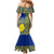 Fakaalofa Lahi Atu Niue Mermaid Dress Niuean Map With Hiapo Pattern Blue Version LT14 - Polynesian Pride