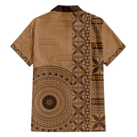 Fakaalofa Lahi Atu Niue Family Matching Off Shoulder Maxi Dress and Hawaiian Shirt Vintage Hiapo Pattern Brown Version LT14 - Polynesian Pride