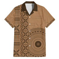 Fakaalofa Lahi Atu Niue Family Matching Off Shoulder Short Dress and Hawaiian Shirt Vintage Hiapo Pattern Brown Version LT14 Dad's Shirt - Short Sleeve Brown - Polynesian Pride