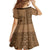 Fakaalofa Lahi Atu Niue Kid Short Sleeve Dress Vintage Hiapo Pattern Brown Version LT14 - Polynesian Pride