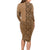 Fakaalofa Lahi Atu Niue Long Sleeve Bodycon Dress Vintage Hiapo Pattern Brown Version LT14 - Polynesian Pride