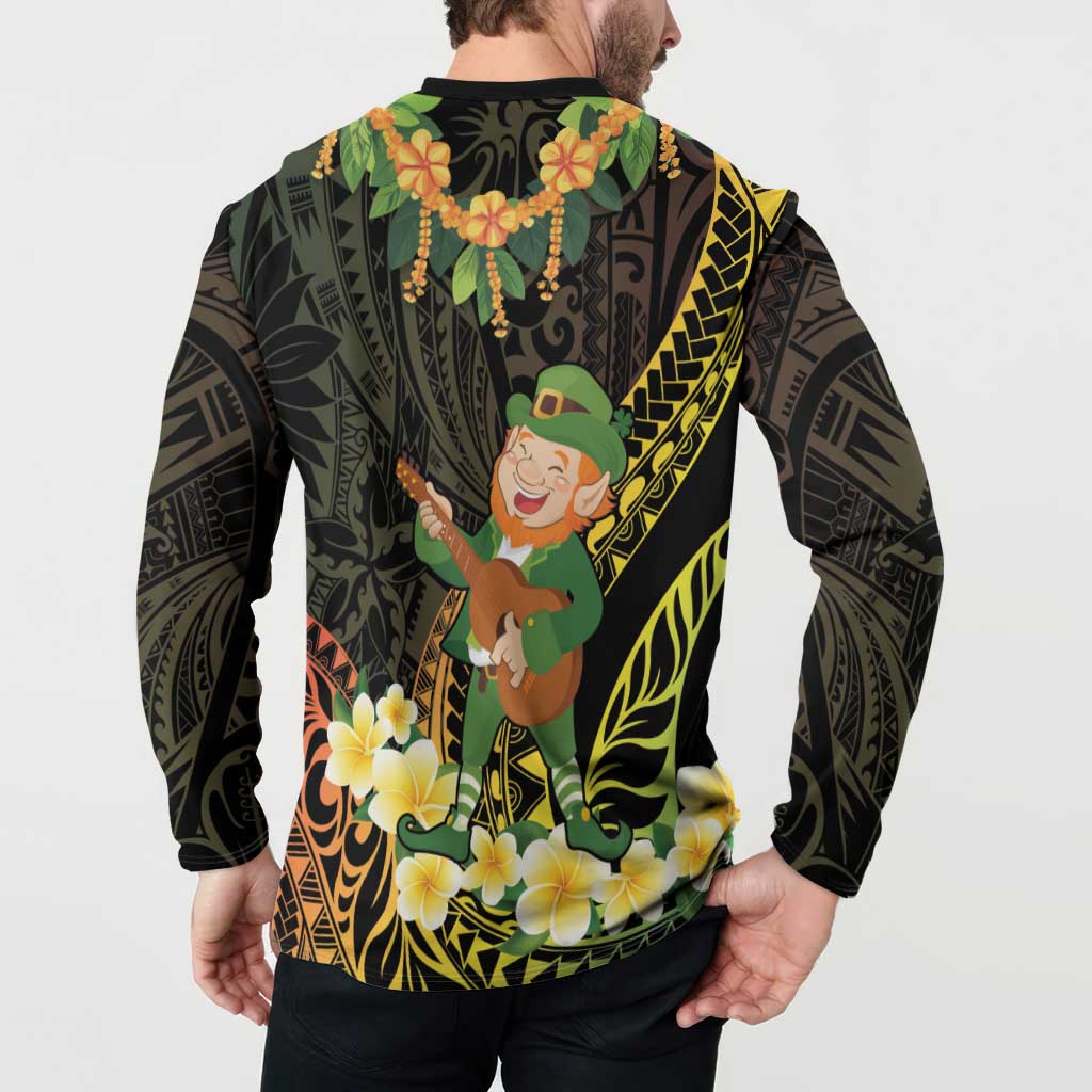 Hawaii Saint Patrick's Day Button Sweatshirt Ukulele Leprechaun Hau'Oli Maoli Oe! LT14 - Polynesian Pride