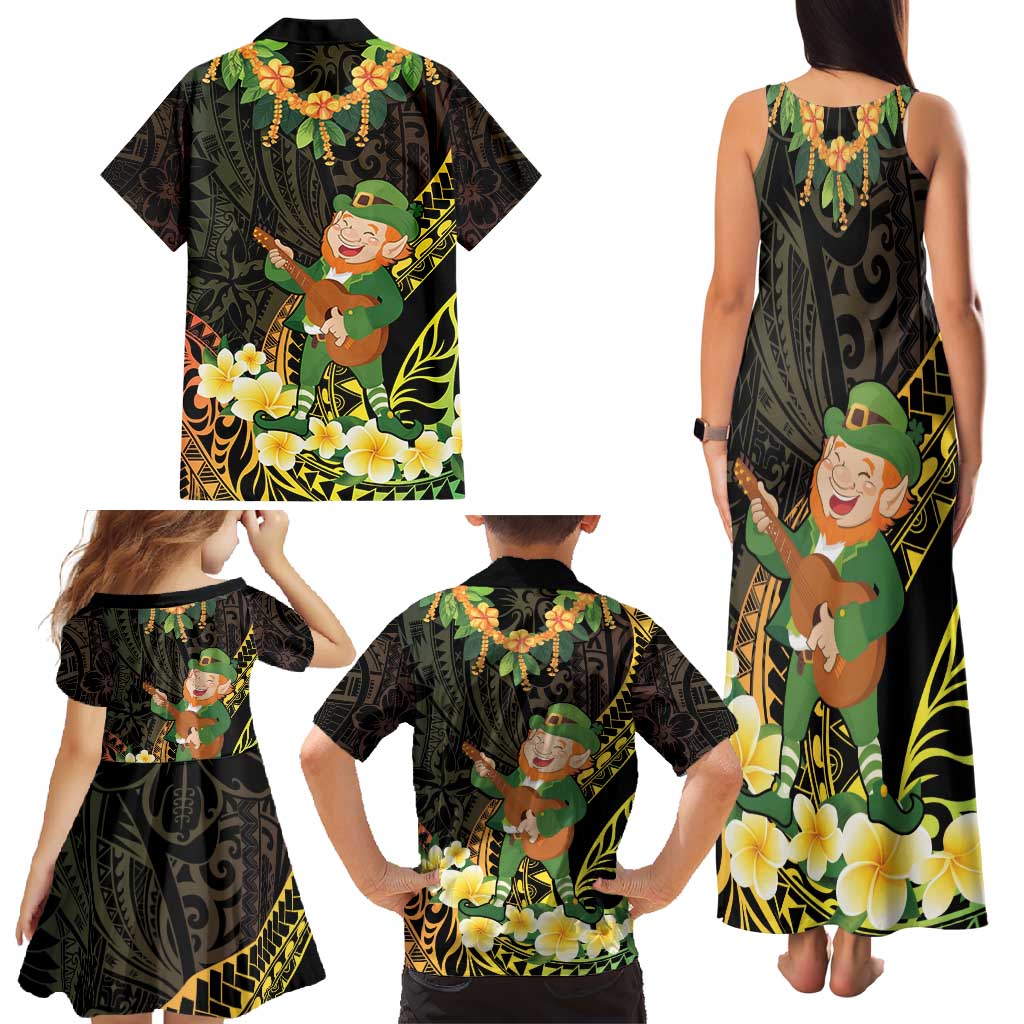Hawaii Saint Patrick's Day Family Matching Tank Maxi Dress and Hawaiian Shirt Ukulele Leprechaun Hau'Oli Maoli Oe! LT14 - Polynesian Pride