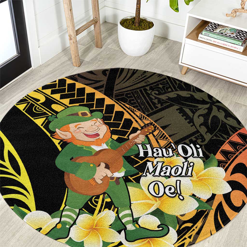 Hawaii Saint Patrick's Day Round Carpet Ukulele Leprechaun Hau'Oli Maoli Oe! LT14 Reggae - Polynesian Pride