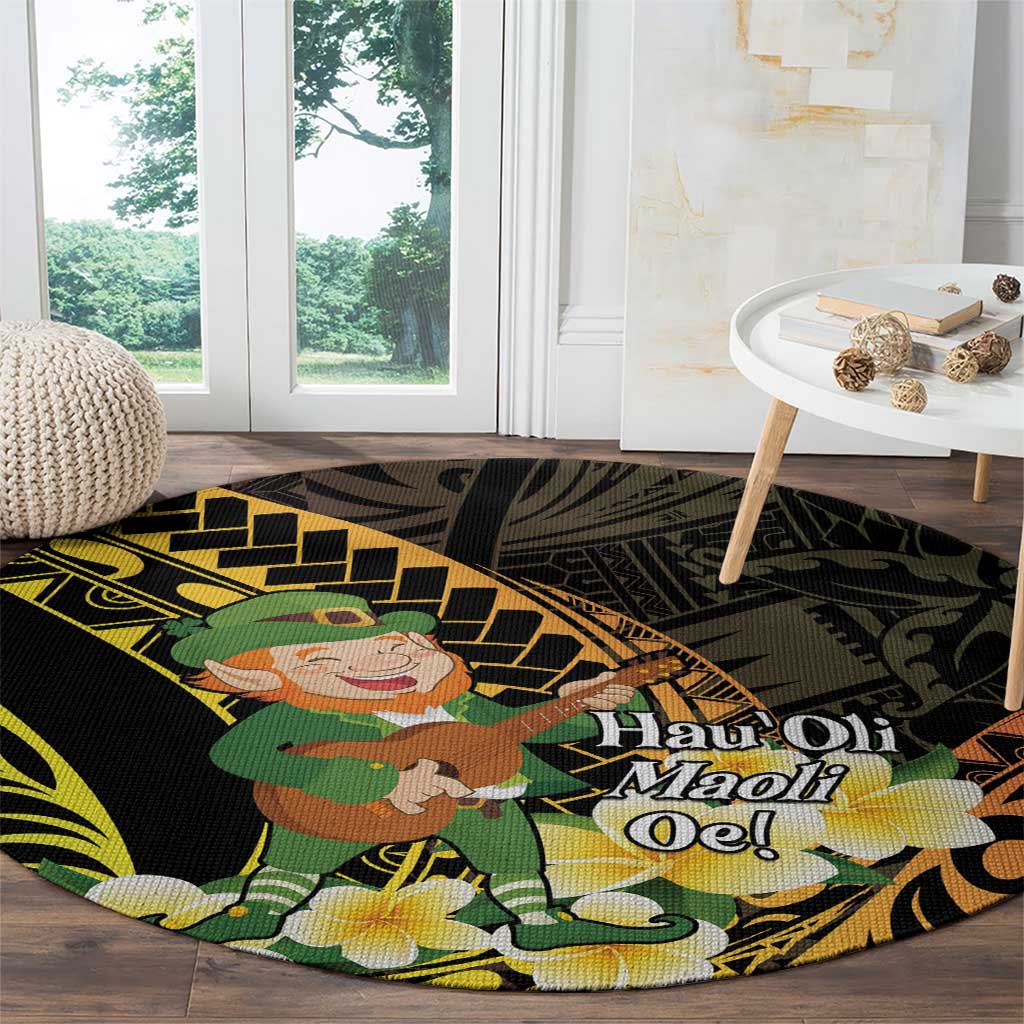 Hawaii Saint Patrick's Day Round Carpet Ukulele Leprechaun Hau'Oli Maoli Oe! LT14 - Polynesian Pride