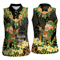 Hawaii Saint Patrick's Day Women Sleeveless Polo Shirt Ukulele Leprechaun Hau'Oli Maoli Oe! LT14 - Polynesian Pride