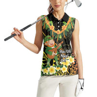 Hawaii Saint Patrick's Day Women Sleeveless Polo Shirt Ukulele Leprechaun Hau'Oli Maoli Oe! LT14 - Polynesian Pride