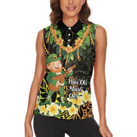 Hawaii Saint Patrick's Day Women Sleeveless Polo Shirt Ukulele Leprechaun Hau'Oli Maoli Oe! LT14 - Polynesian Pride