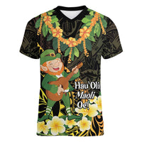 Hawaii Saint Patrick's Day Women V-Neck T-Shirt Ukulele Leprechaun Hau'Oli Maoli Oe! LT14 Female Reggae - Polynesian Pride