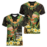 Hawaii Saint Patrick's Day Women V-Neck T-Shirt Ukulele Leprechaun Hau'Oli Maoli Oe! LT14 - Polynesian Pride
