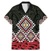 Kia Ora Aotearoa Family Matching Mermaid Dress and Hawaiian Shirt 2025 Pasifika Maori Taniko Motifs LT14 Dad's Shirt - Short Sleeve Black - Polynesian Pride