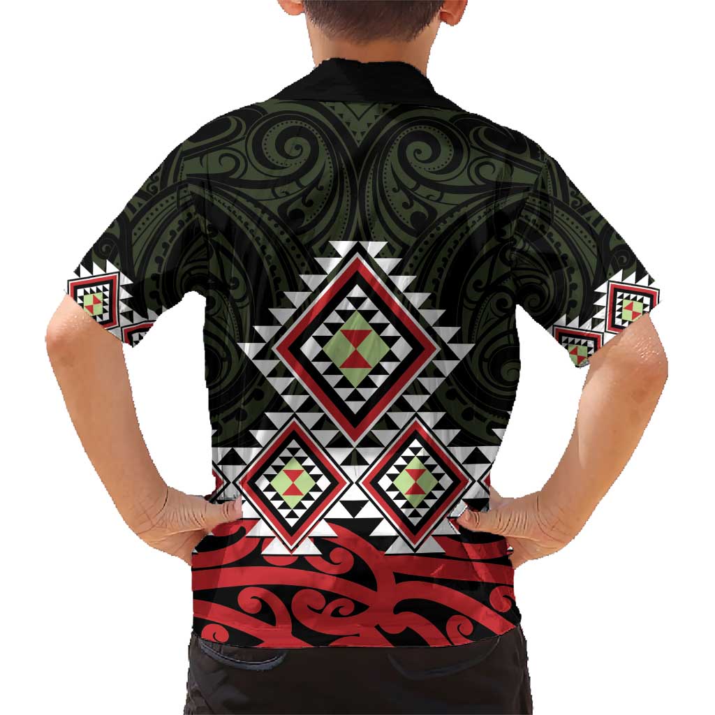 Kia Ora Aotearoa Family Matching Short Sleeve Bodycon Dress and Hawaiian Shirt 2025 Pasifika Maori Taniko Motifs LT14 - Polynesian Pride