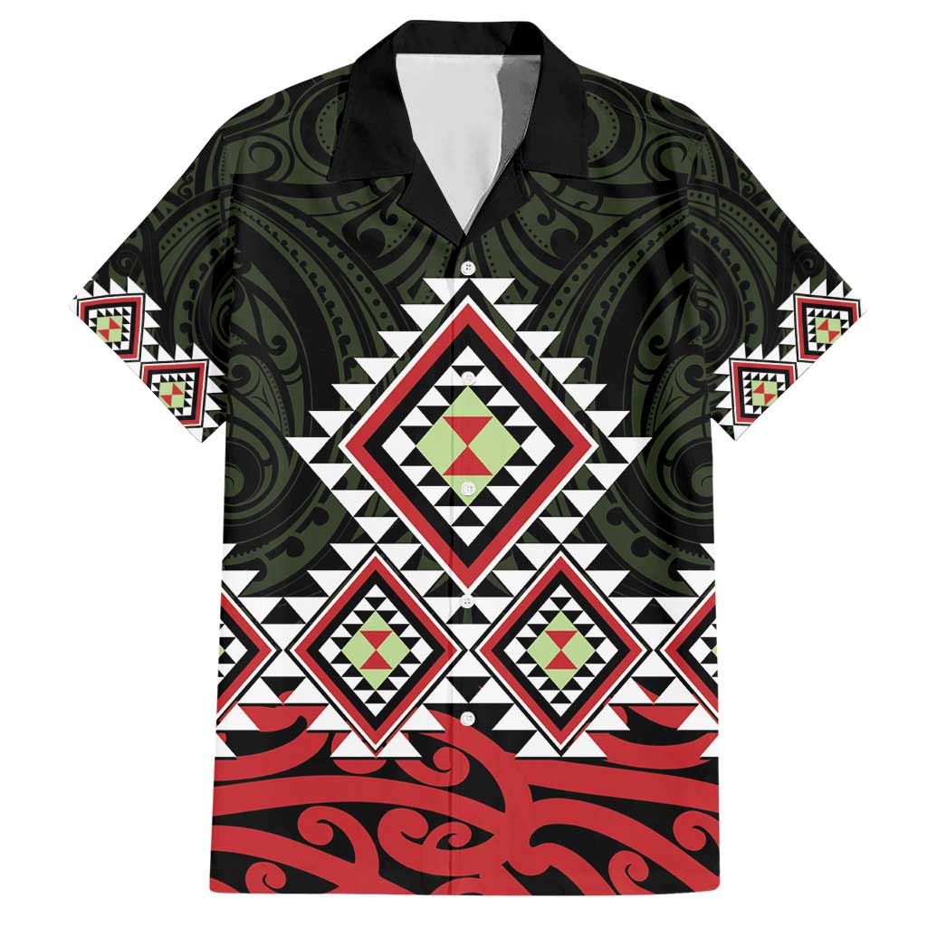 Kia Ora Aotearoa Family Matching Short Sleeve Bodycon Dress and Hawaiian Shirt 2025 Pasifika Maori Taniko Motifs LT14 Dad's Shirt - Short Sleeve Black - Polynesian Pride