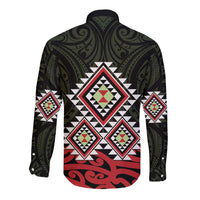 Kia Ora Aotearoa Long Sleeve Button Shirt 2025 Pasifika Maori Taniko Motifs