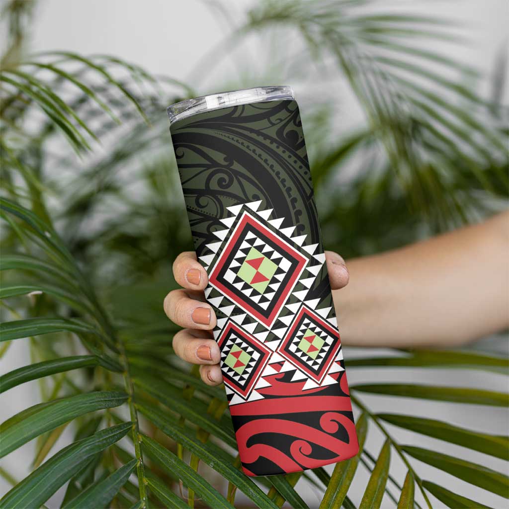 Kia Ora Aotearoa Skinny Tumbler 2025 Pasifika Maori Taniko Motifs LT14 - Polynesian Pride
