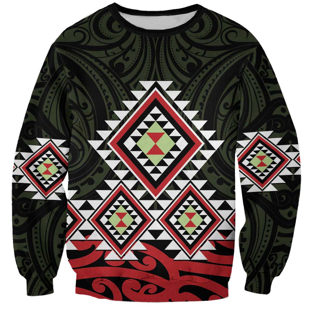 Kia Ora Aotearoa Sweatshirt 2025 Pasifika Maori Taniko Motifs LT14 Unisex Black - Polynesian Pride