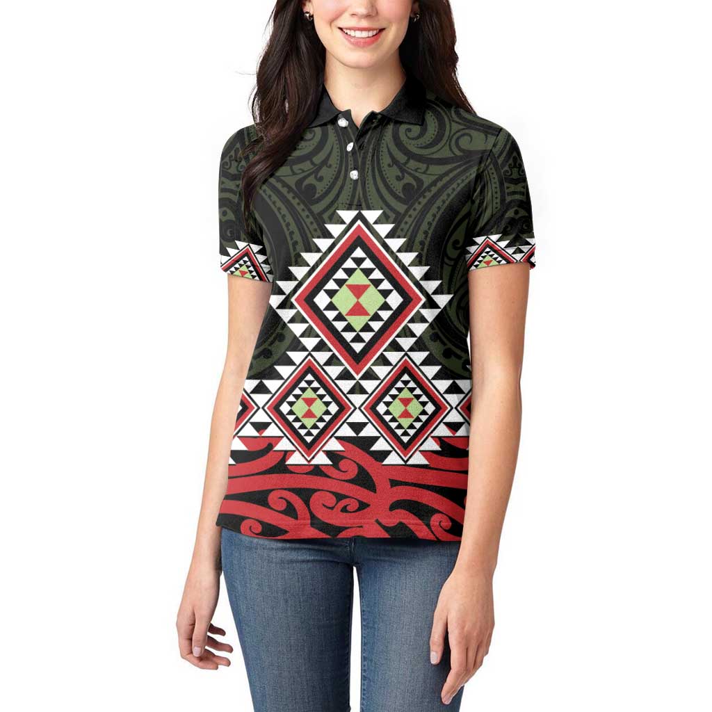 Kia Ora Aotearoa Women Polo Shirt 2025 Pasifika Maori Taniko Motifs