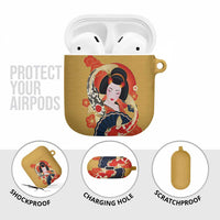 Japanese Geisha Koi Fish AirPods Case Cherry Blossoms Yellow Seigaiha Pattern - Polynesian Pride