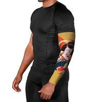 Japanese Geisha Koi Fish Arm Sleeves Cherry Blossoms Yellow Seigaiha Pattern LT14 - Polynesian Pride