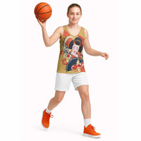 Japanese Geisha Koi Fish Basketball Jersey Cherry Blossoms Yellow Seigaiha Pattern LT14 - Polynesian Pride
