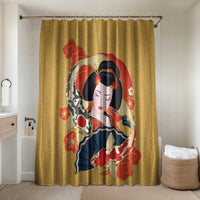 Japanese Geisha Koi Fish Bathroom Set Cherry Blossoms Yellow Seigaiha Pattern LT14 Shower Curtain Only Yellow - Polynesian Pride