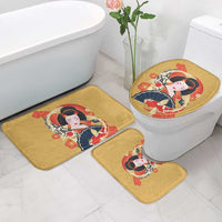 Japanese Geisha Koi Fish Bathroom Set Cherry Blossoms Yellow Seigaiha Pattern LT14 - Polynesian Pride