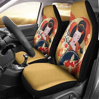 Japanese Geisha Koi Fish Car Seat Cover Cherry Blossoms Yellow Seigaiha Pattern LT14 - Polynesian Pride
